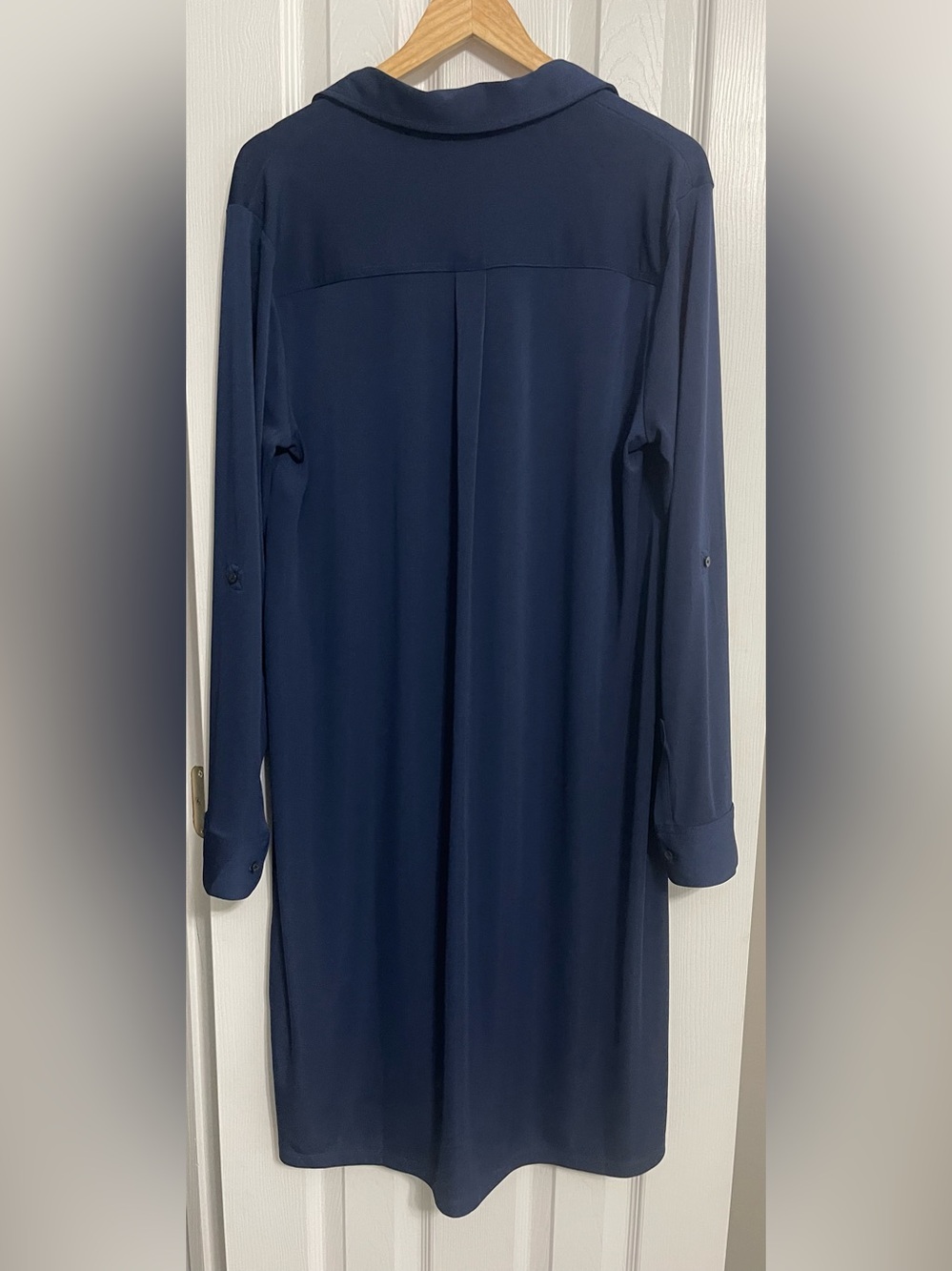 Women’s Lands' End Navy Long-Sleeve Button Dress - Picture 6 of 8
